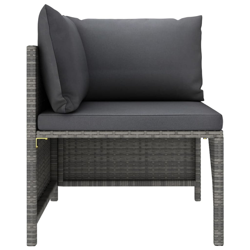 vidaXL 2-Seater Garden Sofa with Cushions Grey Poly Rattan