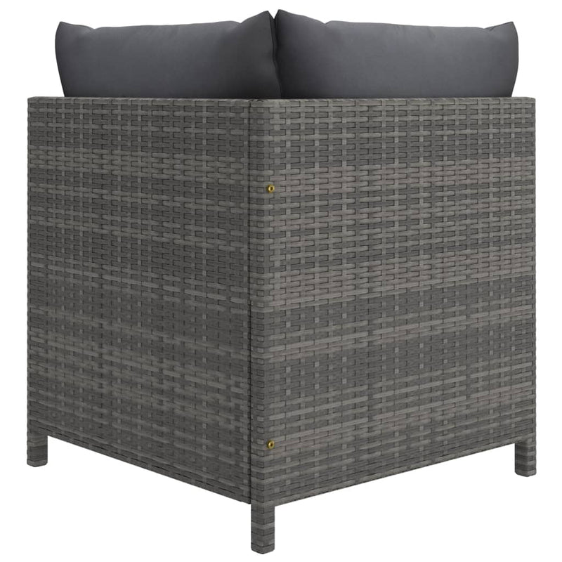 vidaXL 2-Seater Garden Sofa with Cushions Grey Poly Rattan