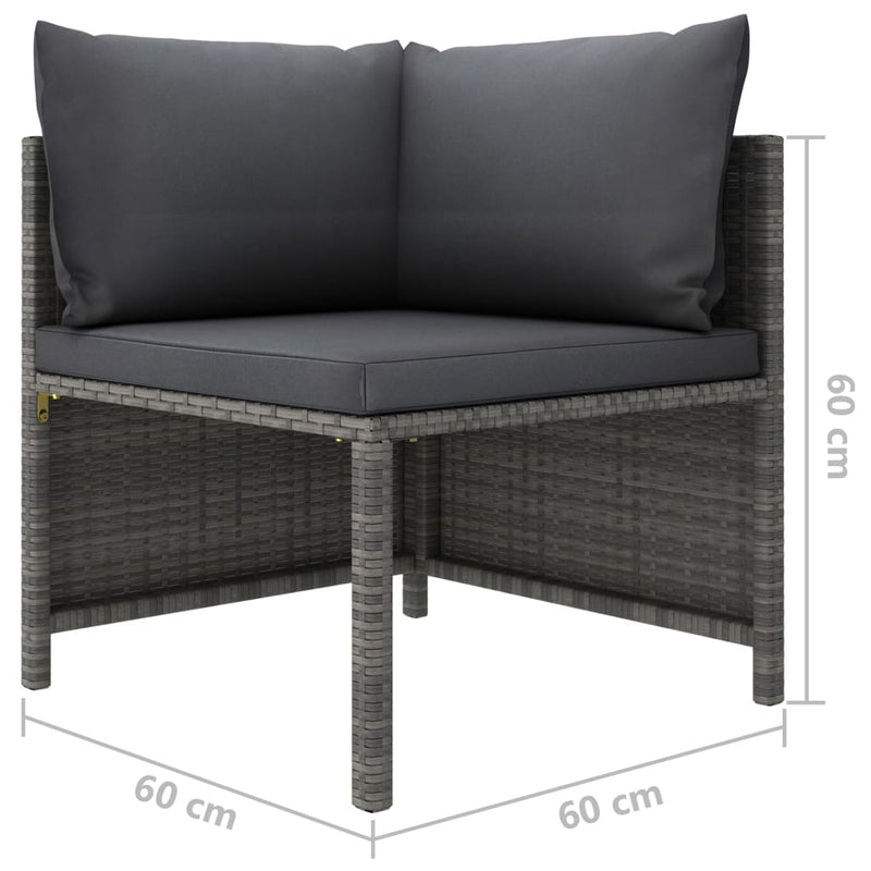 vidaXL 2-Seater Garden Sofa with Cushions Grey Poly Rattan