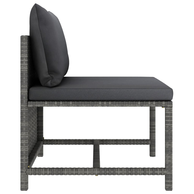 vidaXL 4-Seater Garden Sofa with Cushions Grey Poly Rattan