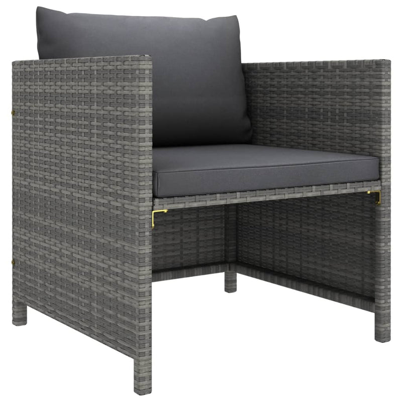 vidaXL 4 Piece Garden Sofa Set with Cushions Poly Rattan Grey