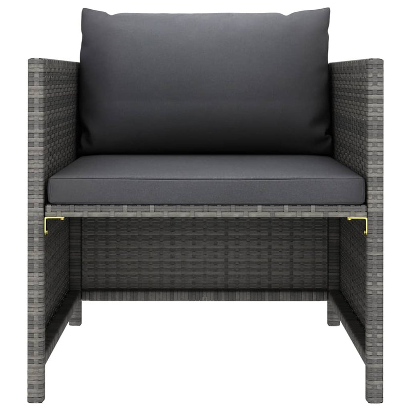 vidaXL 4 Piece Garden Sofa Set with Cushions Poly Rattan Grey