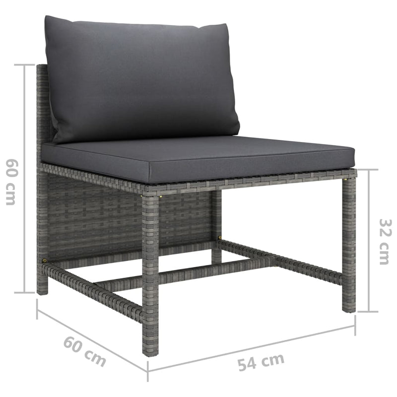 vidaXL 2 Piece Garden Sofa Set with Cushions Grey Poly Rattan