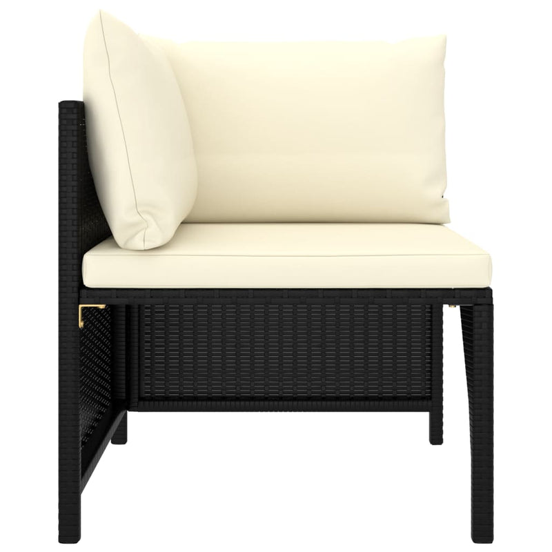 vidaXL Sectional Corner Sofa with Cushions Black Poly Rattan