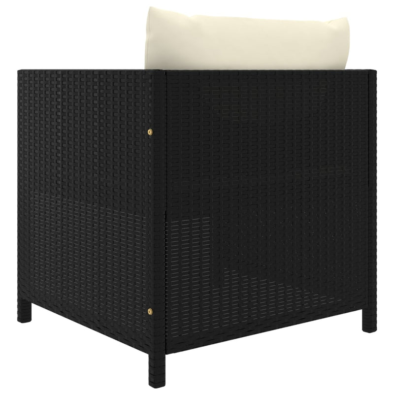 vidaXL Garden Sofa with Cushions Black Poly Rattan