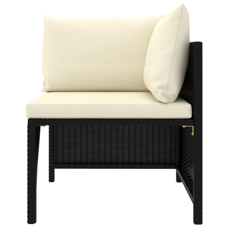 vidaXL 2-Seater Garden Sofa with Cushions Black Poly Rattan
