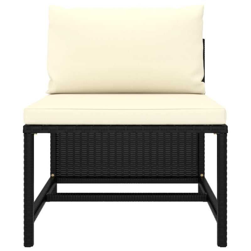 vidaXL 5 Piece Garden Sofa Set with Cushions Black Poly Rattan