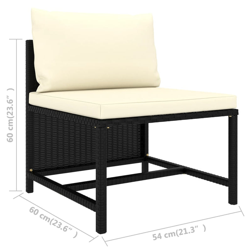 vidaXL 5 Piece Garden Sofa Set with Cushions Black Poly Rattan