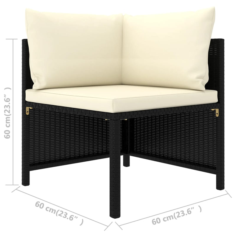 vidaXL 4 Piece Garden Sofa Set with Cushions Black Poly Rattan