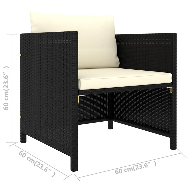 vidaXL 4 Piece Garden Sofa Set with Cushions Black Poly Rattan