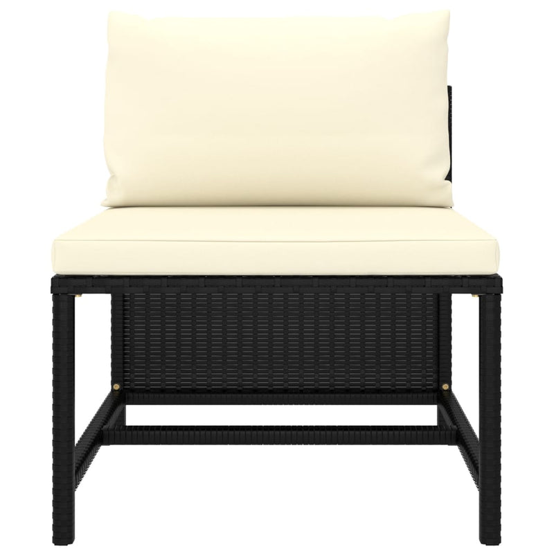 vidaXL 2 Piece Garden Sofa Set with Cushions Black Poly Rattan