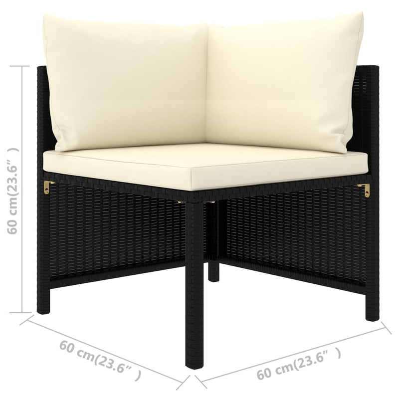 vidaXL 2 Piece Garden Sofa Set with Cushions Black Poly Rattan
