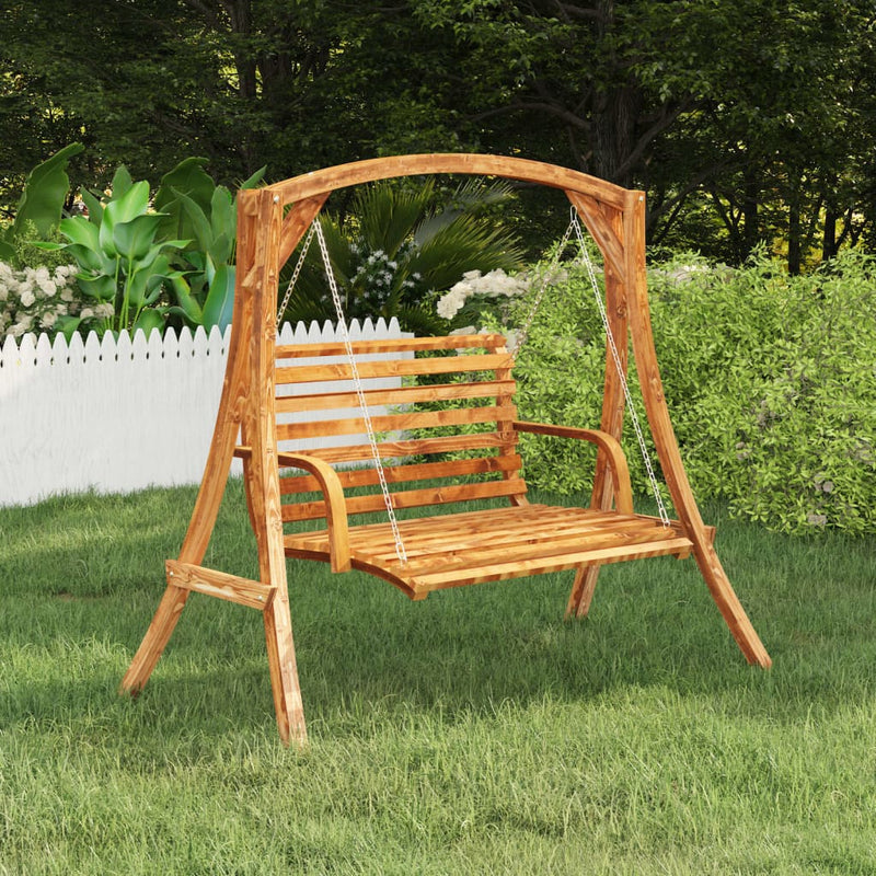 vidaXL Swing Bench Solid Bent Wood with Teak Finish 126x63x92 cm