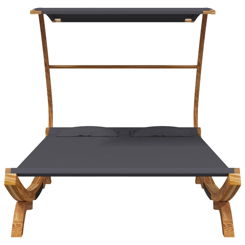 vidaXL Outdoor Lounge Bed with Canopy 165x203x138 cm Solid Bent Wood Anthracite