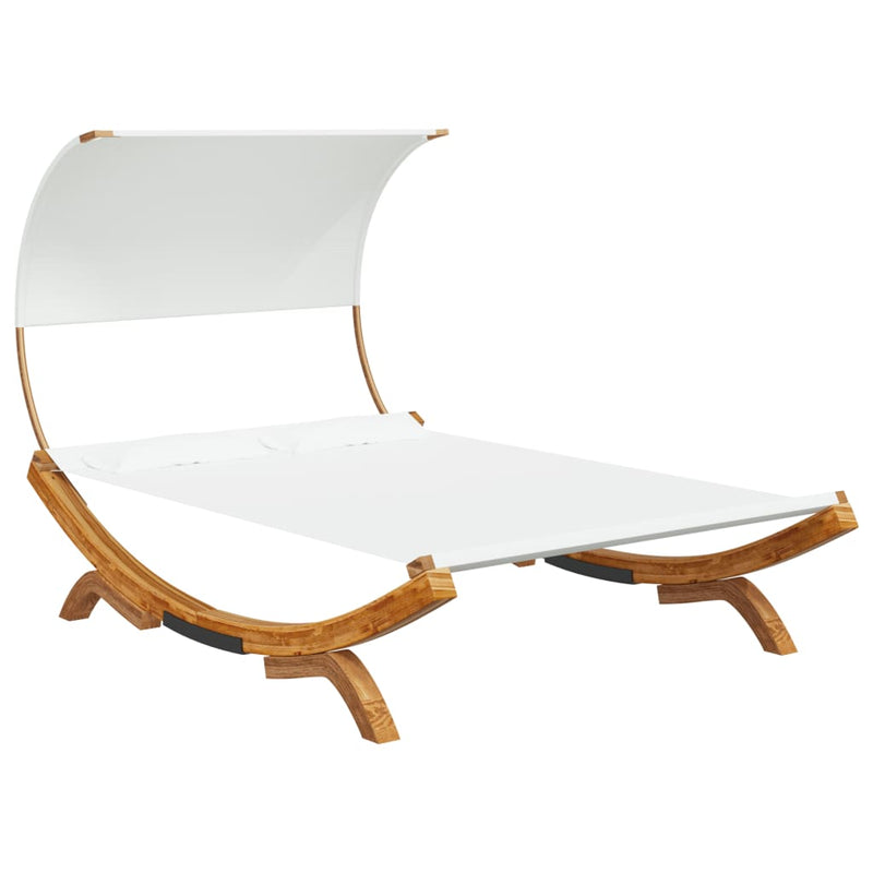 vidaXL Outdoor Lounge Bed with Canopy 165x203x126 cm Solid Bent Wood Cream
