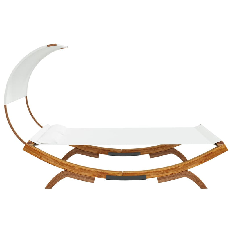 vidaXL Outdoor Lounge Bed with Canopy 165x203x126 cm Solid Bent Wood Cream