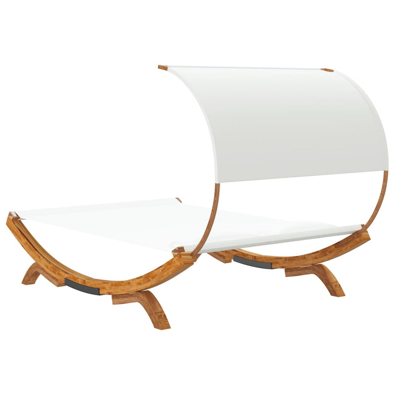 vidaXL Outdoor Lounge Bed with Canopy 165x203x126 cm Solid Bent Wood Cream