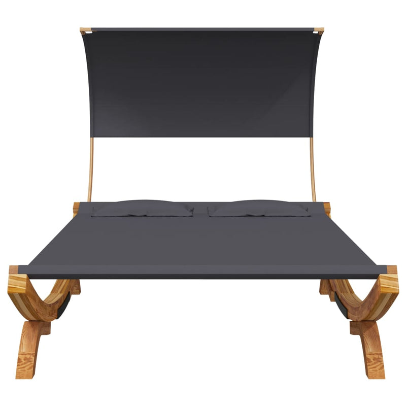vidaXL Outdoor Lounge Bed with Canopy 165x203x126cm Solid Bent Wood Anthracite