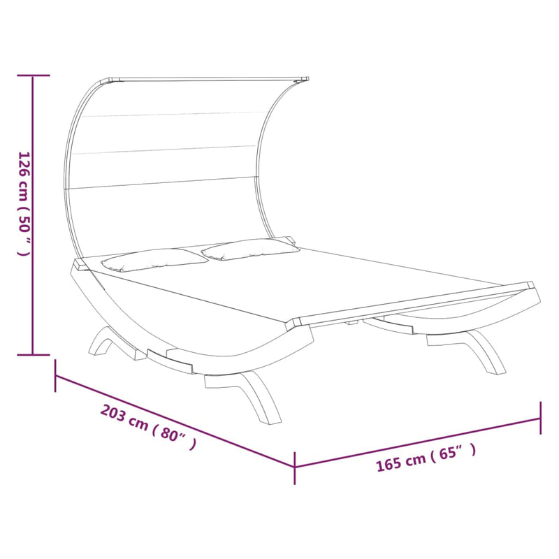 vidaXL Outdoor Lounge Bed with Canopy 165x203x126cm Solid Bent Wood Anthracite