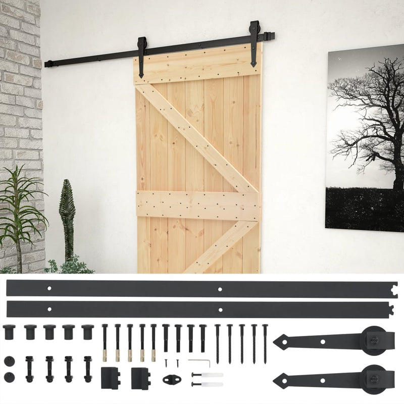 vidaXL Sliding Door with Hardware Set 90x210 cm Solid Pine Wood