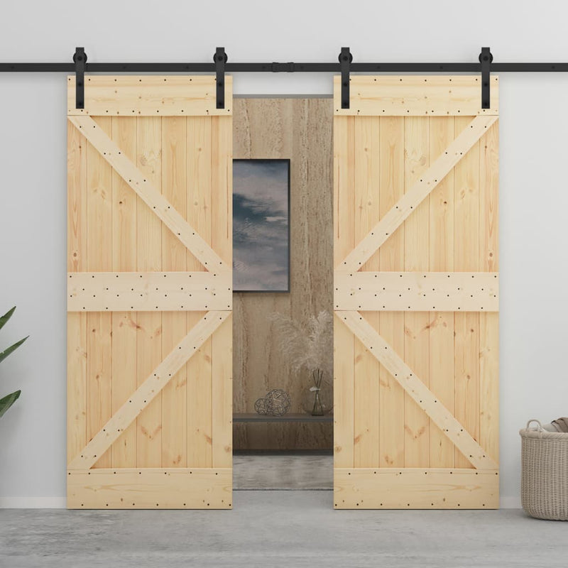 vidaXL Sliding Door with Hardware Set 90x210 cm Solid Pine Wood