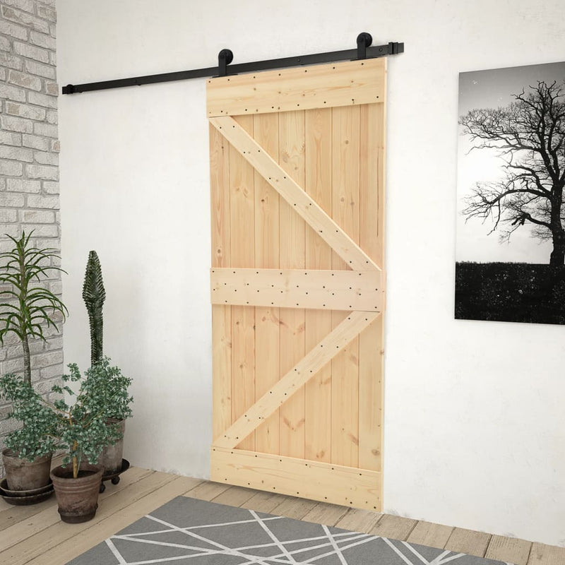 vidaXL Sliding Door with Hardware Set 100x210 cm Solid Pine Wood
