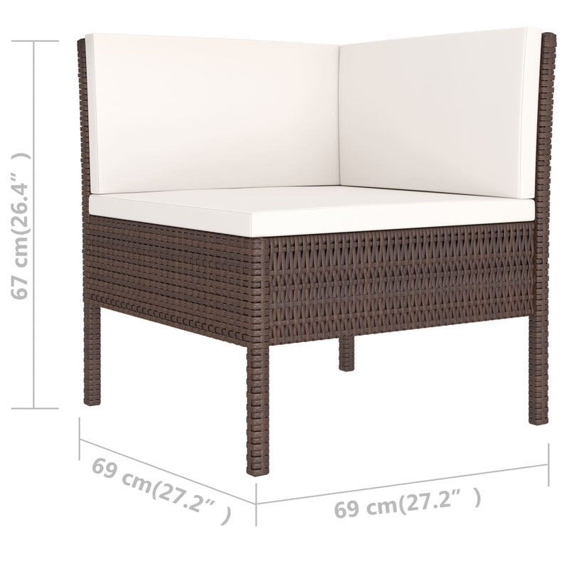 vidaXL 6 Piece Garden Lounge Set with Cushions Poly Rattan Brown