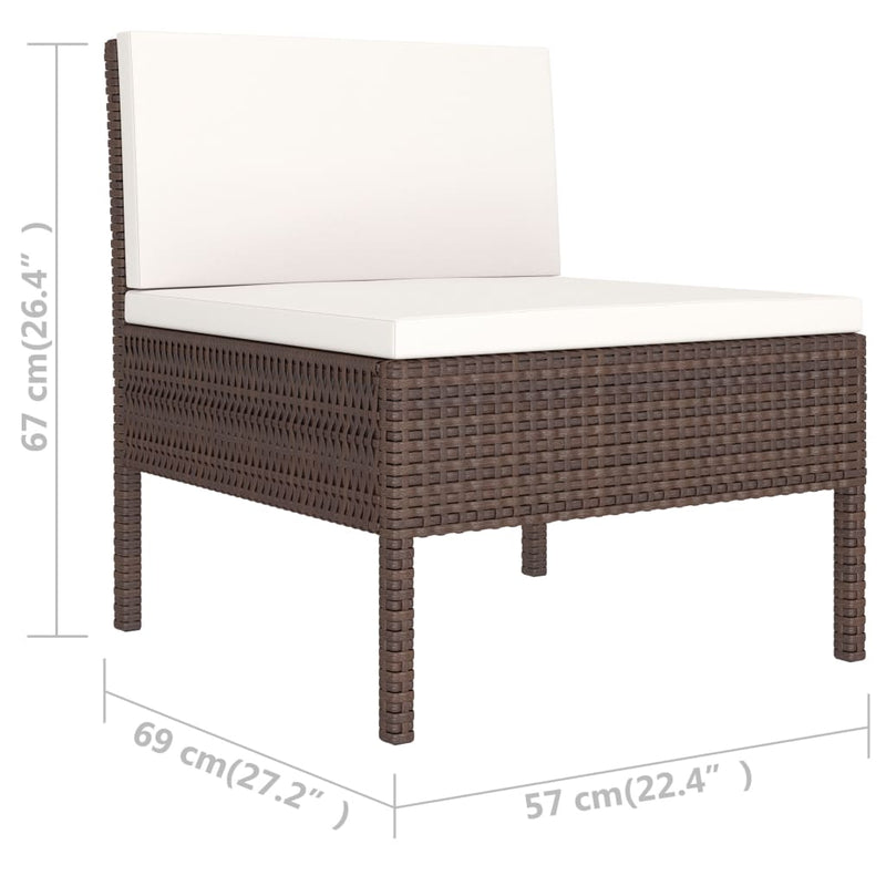 vidaXL 6 Piece Garden Lounge Set with Cushions Poly Rattan Brown