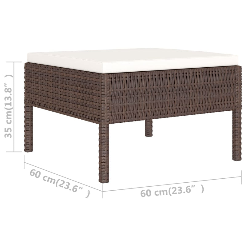 vidaXL 6 Piece Garden Lounge Set with Cushions Poly Rattan Brown