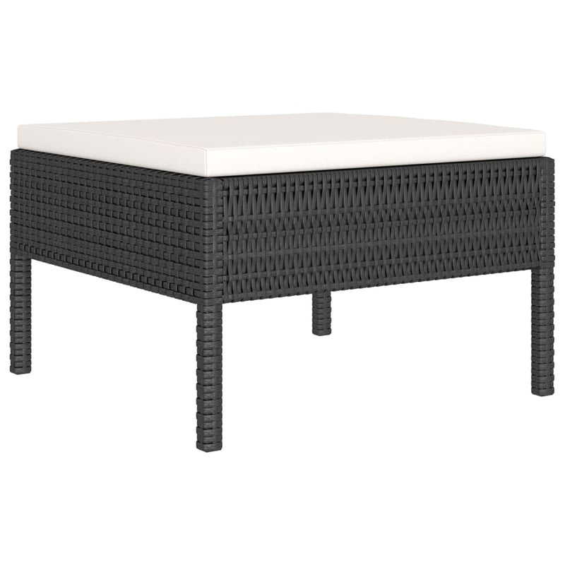vidaXL 6 Piece Garden Lounge Set with Cushions Poly Rattan Black