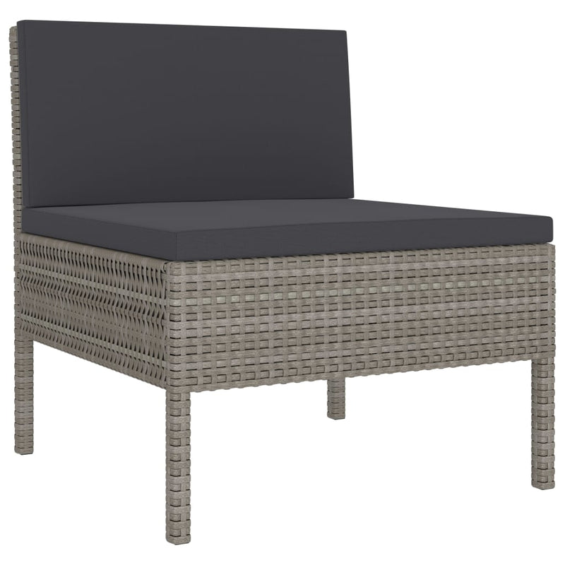 vidaXL 6 Piece Garden Lounge Set with Cushions Poly Rattan Grey