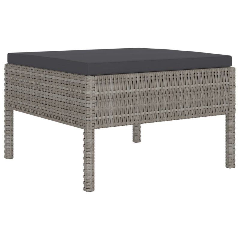vidaXL 6 Piece Garden Lounge Set with Cushions Poly Rattan Grey