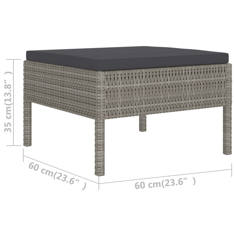 vidaXL 6 Piece Garden Lounge Set with Cushions Poly Rattan Grey