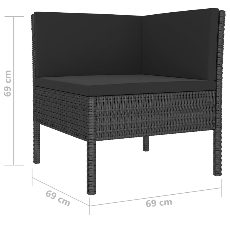 vidaXL 4 Piece Garden Lounge Set with Cushions Poly Rattan Black