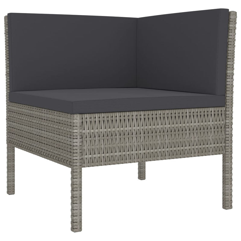 vidaXL 4 Piece Garden Lounge Set with Cushions Poly Rattan Grey