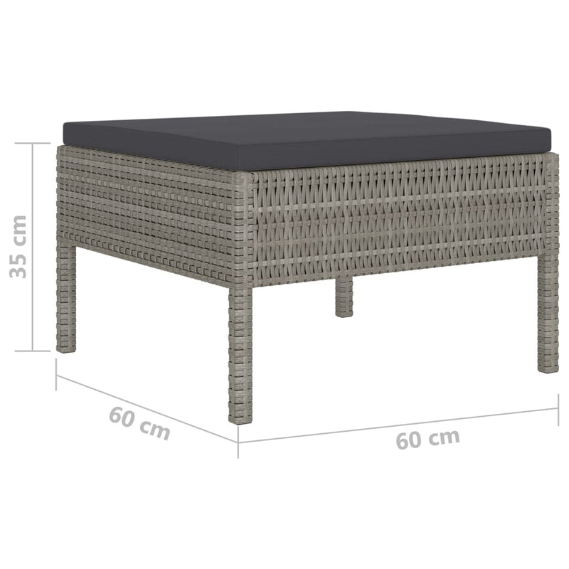 vidaXL 4 Piece Garden Lounge Set with Cushions Poly Rattan Grey