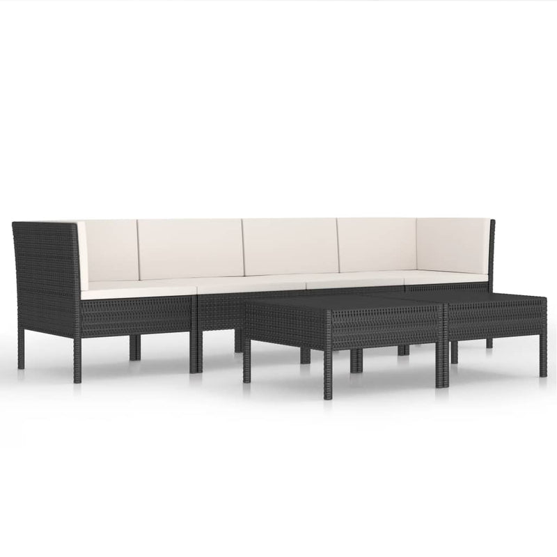 vidaXL 6 Piece Garden Lounge Set with Cushions Poly Rattan Black