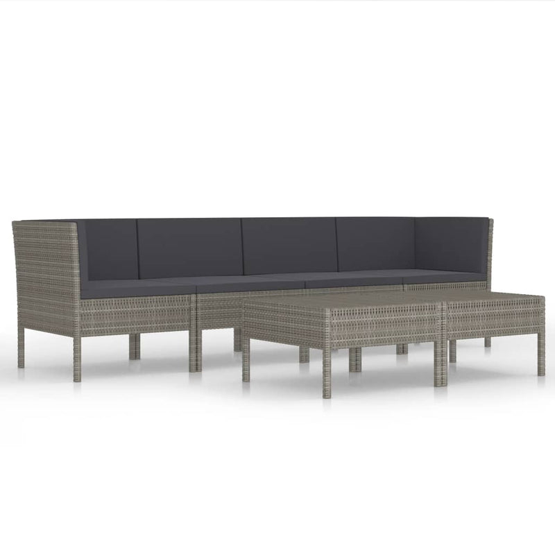 vidaXL 6 Piece Garden Lounge Set with Cushions Poly Rattan Grey