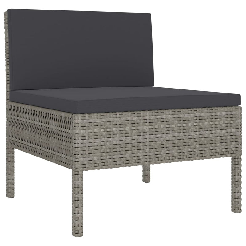 vidaXL 6 Piece Garden Lounge Set with Cushions Poly Rattan Grey