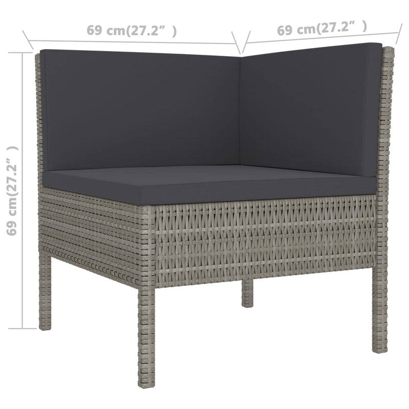 vidaXL 6 Piece Garden Lounge Set with Cushions Poly Rattan Grey