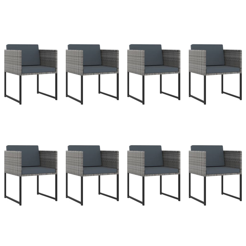 vidaXL 13 Piece Garden Dining Set with Cushions Poly Rattan Grey