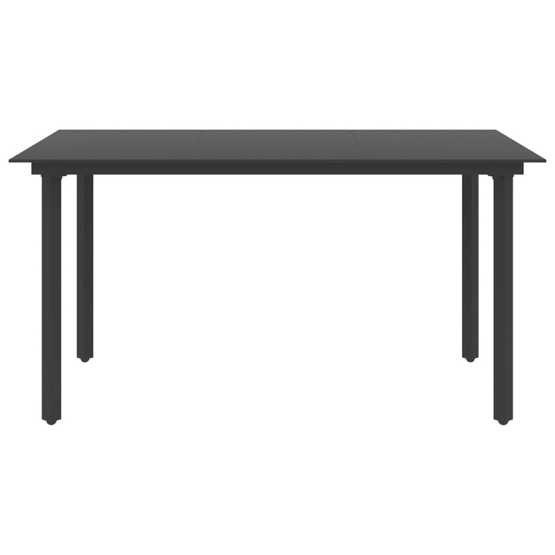 vidaXL Garden Dining Table Black 150x80x74 cm Steel and Glass