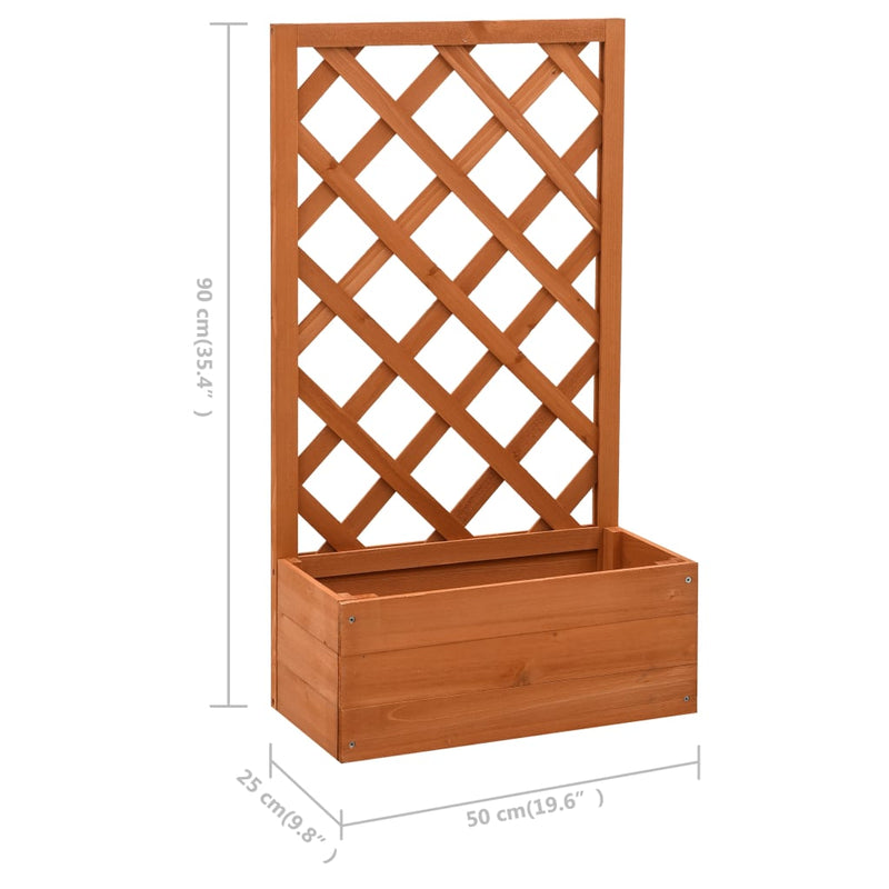 vidaXL Garden Trellis Planter Orange 50x25x90 cm Solid Firwood