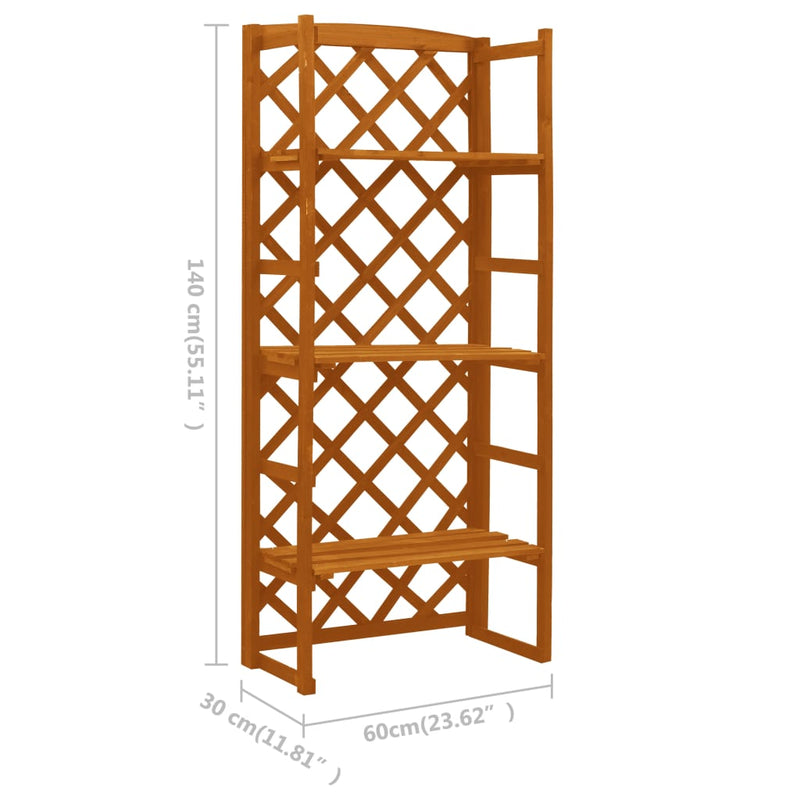 vidaXL Plant Stand with Trellis Orange 60x30x140 cm Solid Firwood