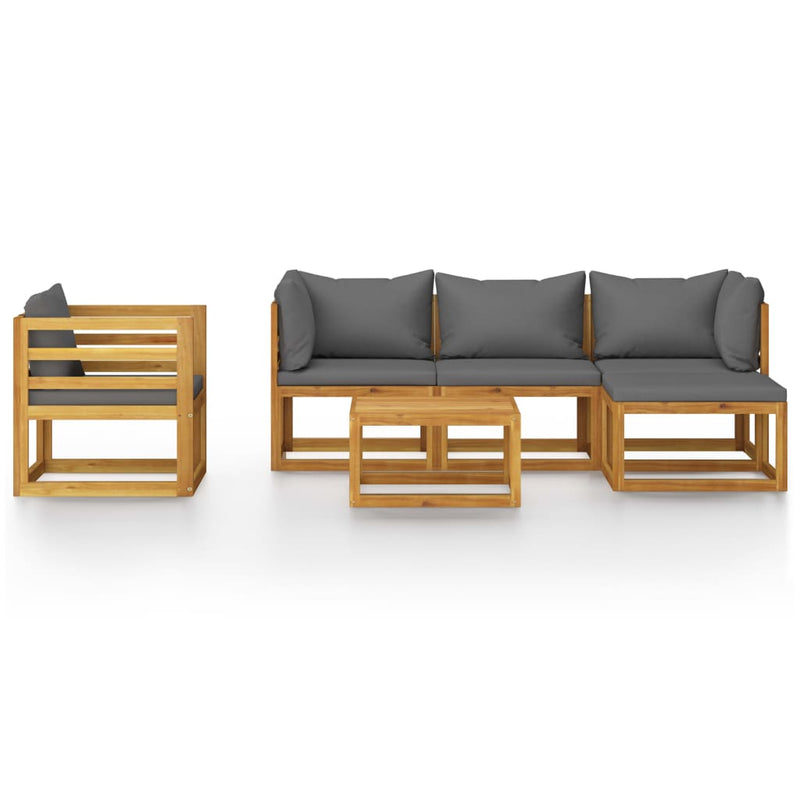 6 Piece Garden Lounge Set with Cushion Solid Acacia Wood