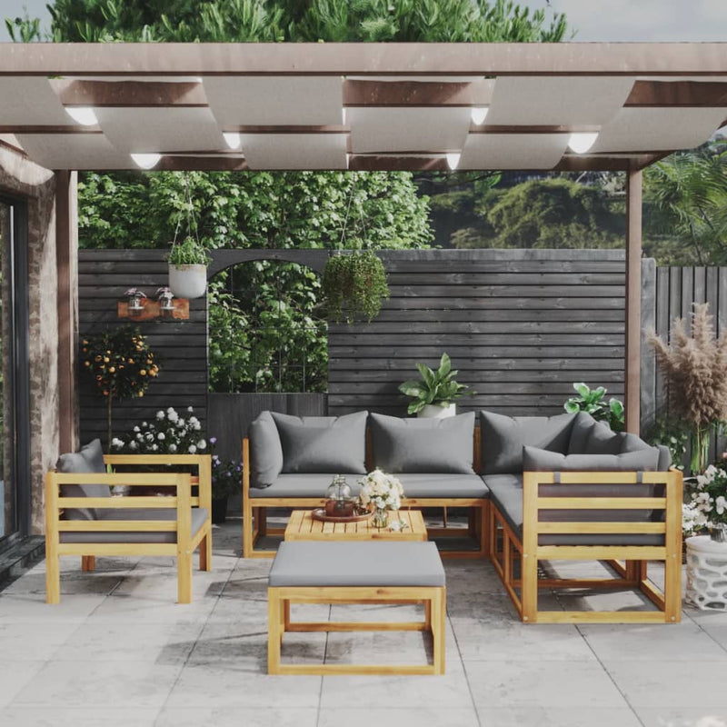 vidaXL 8 Piece Garden Lounge Set with Cushion Solid Acacia Wood