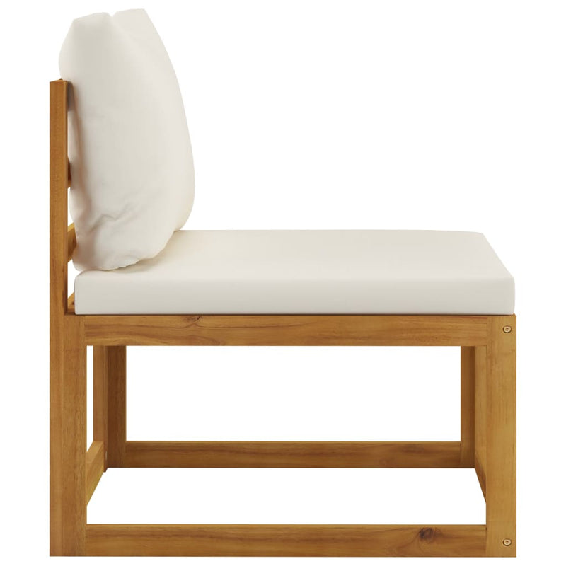 vidaXL 4-Seater Garden Sofa with Cushion Cream Solid Acacia Wood