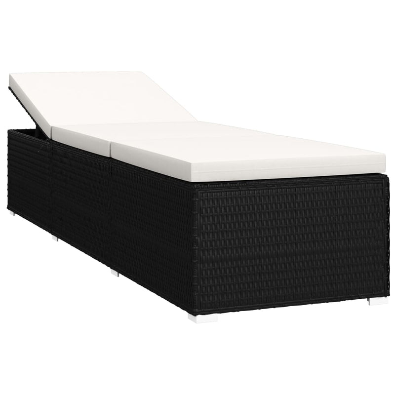 vidaXL 3 Piece Garden Sun Loungers with Tea Table Poly Rattan Black