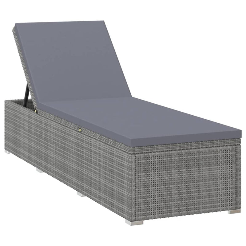 vidaXL 3 Piece Garden Sun Loungers with Tea Table Poly Rattan Grey