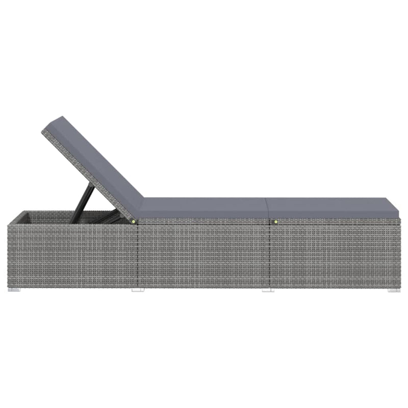 vidaXL 3 Piece Garden Sun Loungers with Tea Table Poly Rattan Grey